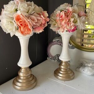 Elegant  vintage topiary Floral Arrangement duo